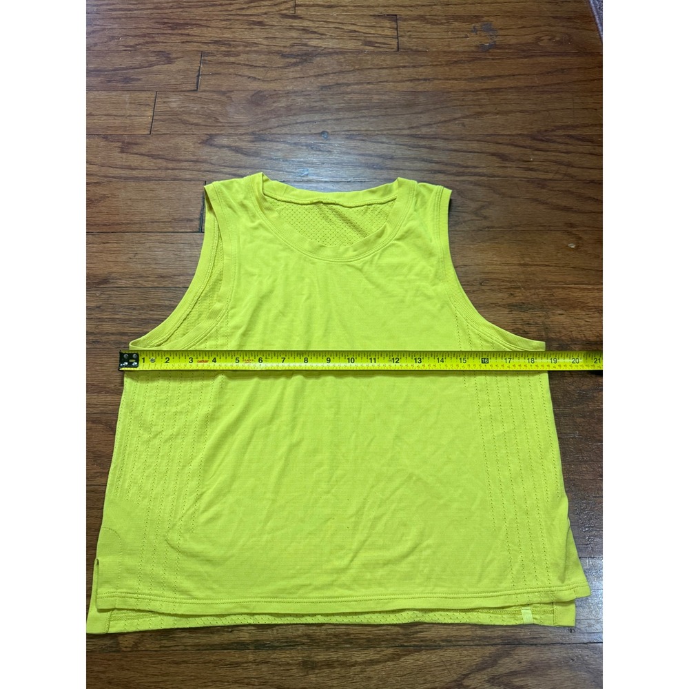 Lululemon Train to Be Tank Top Neon Yellow Lime Green Mesh Athletic Crop Tank - Picture 2 of 5